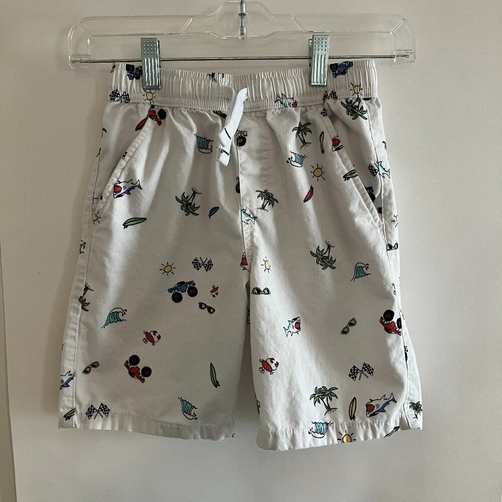 365 Kids from Garanimals Boys White Summer Theme Stretch Twill Shorts Size 8